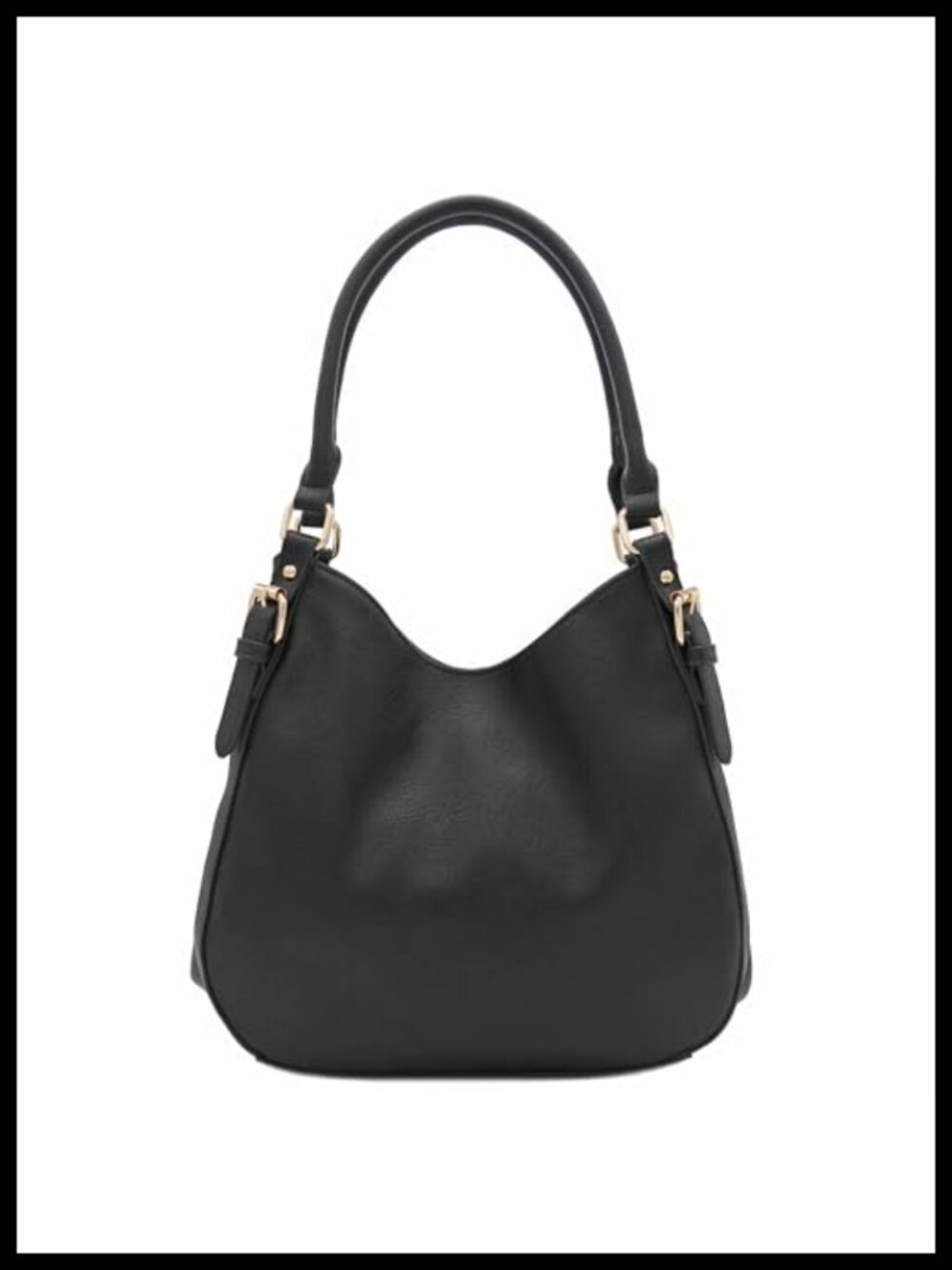 Lightweight 3 Compartment Faux Leather Medium Hobo Bag